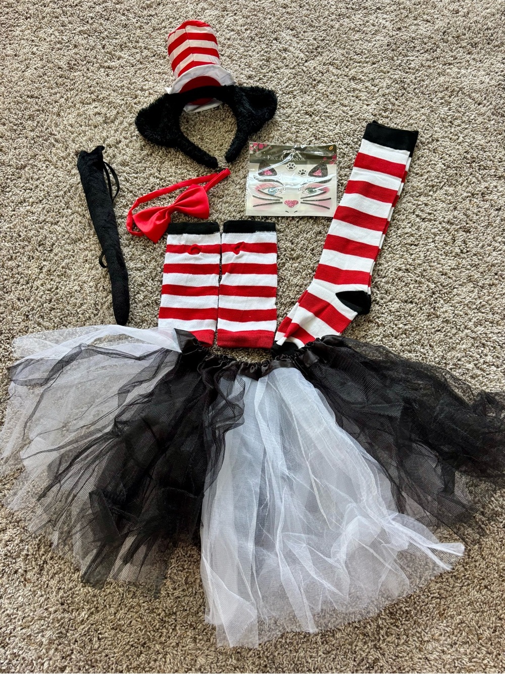 Dr. Seuss Cat in the Hat 7-Piece Tutu Costume Set - Kids One Size
